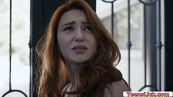 Hot redhead forgot her ipad in their house and she goes back to get it.Suddenly,she hears a sound in her room when goes there,she saw her friend naked.She gets a dildo and she then toys her friends ass while she licking it.